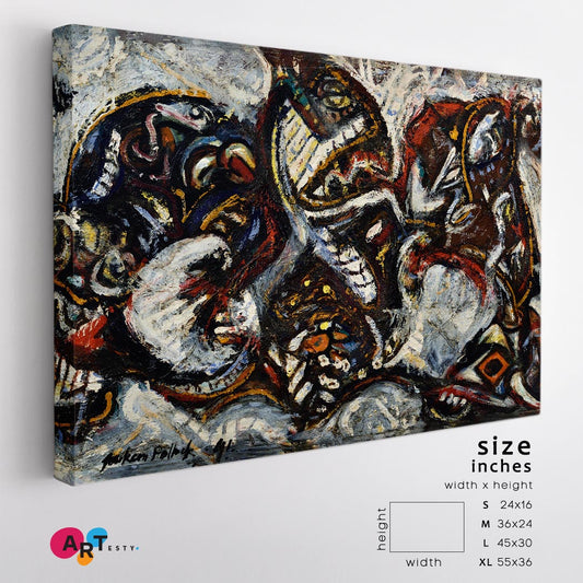 MASKED FORMS Jackson Pollock Style Contemporary Art Artesty 1 panel 24" x 16"