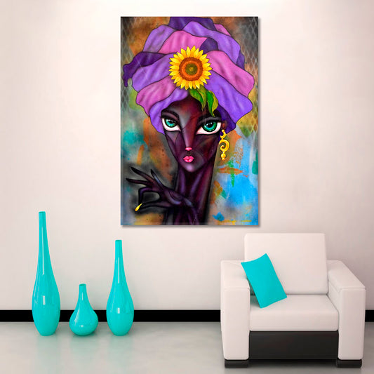 Cubism Black Woman Portrait Cubist Trendy Large Art Print Artesty