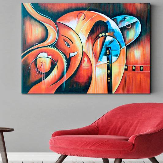 Lord Ganesha God Decorative Pattern Abstract Modern Religious Modern Art Artesty 1 panel 24" x 16"