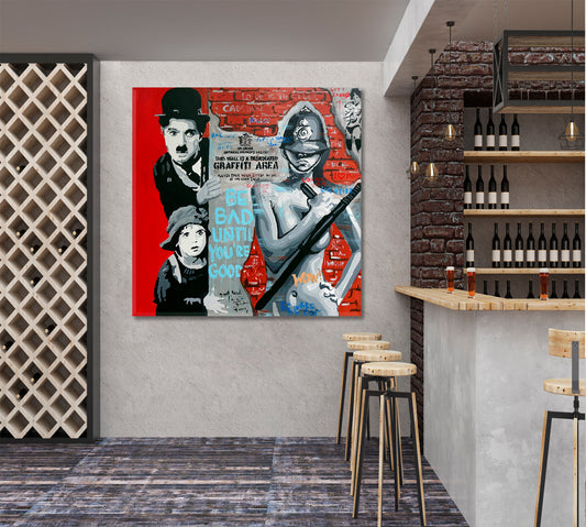 Charly | Graffity Contemporary Fine Art Modern Art Trendy Canvas Print Wall Art Decor - Square Contemporary Art Artesty