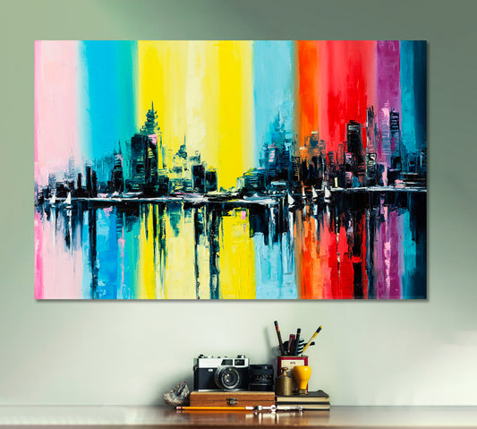 RAINBOW Abstract Fantasy City Urban Contemporary Style Abstract Art Print Artesty