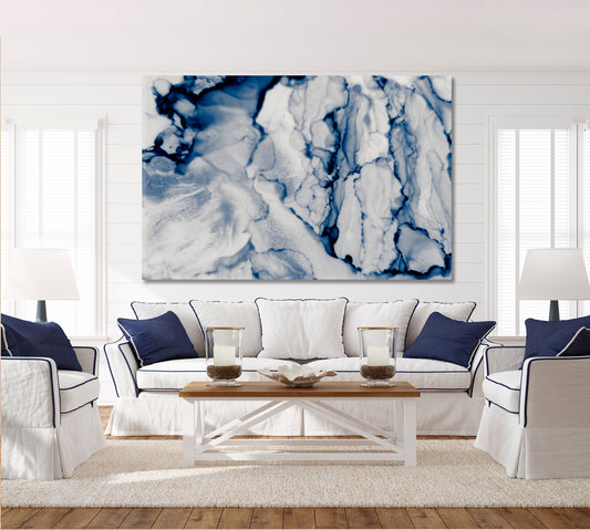 Chinese Ink in Water Blue Marble Abstract Abstract Art Print Artesty