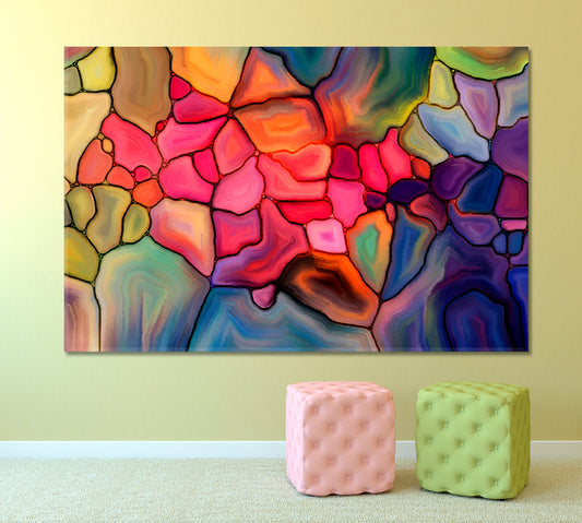 ABSTRACT VIVID Virtual Stained Glass Trendy Pattern Abstract Art Print Artesty