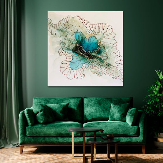 Alcohol Ink And Pen Drawing Pattern Fluid Art Fluid Art, Oriental Marbling Canvas Print Artesty