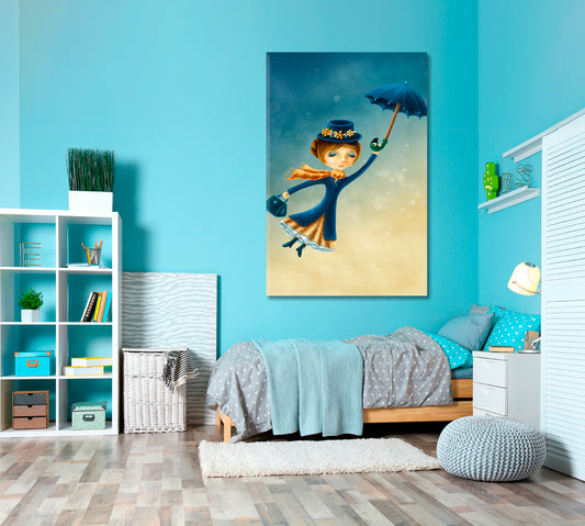Mary Poppins Returns Fantasy Kids Room Concept Canvas Print - Vertical Kids Room Canvas Art Print Artesty