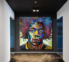 MODERN ART Jimi Hendrix Pop Art Grunge Basquiat Style Trendy Canvas Print - Square Celebs Canvas Print Artesty   