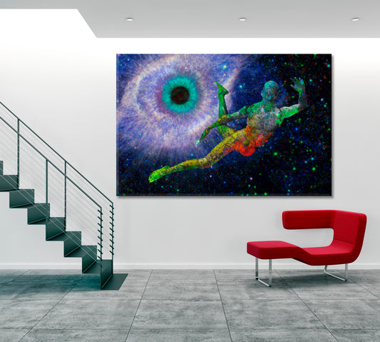 Deep Space Galaxy in Eye Shape Celestial Home Canvas Décor Artesty 1 panel 24" x 16"