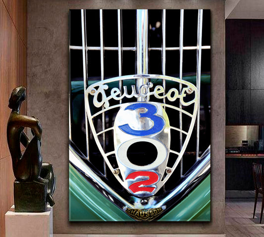 VINTAGE CARS Peugeot 302 Photo Canvas Print | Vertical Transportation Canvas Art Artesty