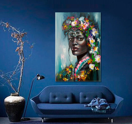 EARTH Beautiful African American Woman Magic and Mythology - Vertical 1 panel Fine Art Artesty
