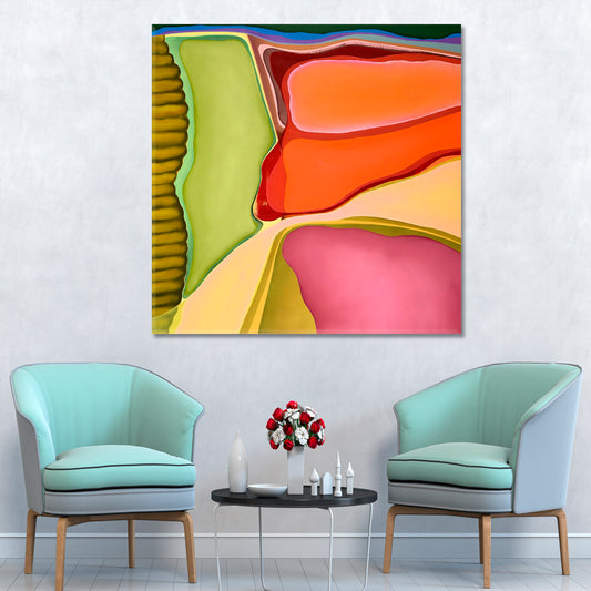 ABSTRACT Vibrant Swirling Multiple Layers Shapes Planes Composition Abstract Art Print Artesty