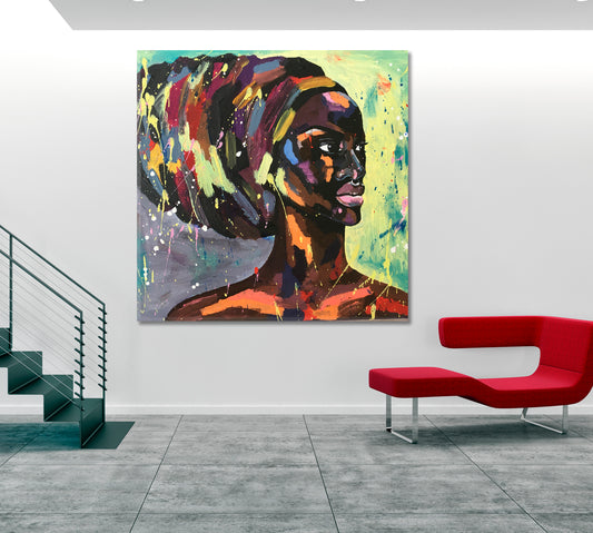 Black Lives Matter African Woman Turban Portrait Pop Art Style African Style Canvas Print Artesty
