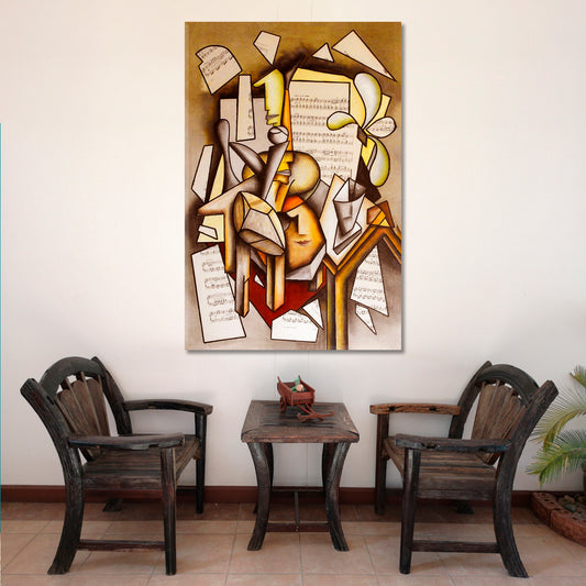 MUSICIAN Contemporary Cubism Painting Cubist Trendy Large Art Print Artesty