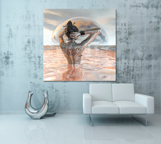 FANTASY Surreal | Source of Energy for Body and Soul Canvas Print - Square Panel Surreal Fantasy Large Art Print Décor Artesty
