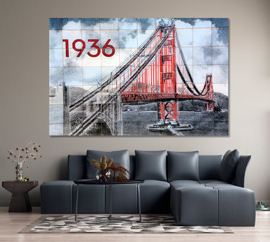 SAN FRANCISCO Graffiti Mural Golden Gate Bridge Canvas Print Famous Landmarks Artwork Print Artesty