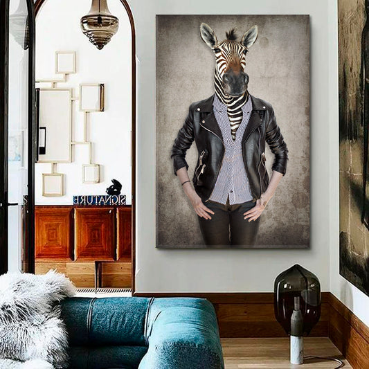 HIPSTER ZEBRA Vintage Style Poster Fashion Canvas Print Artesty