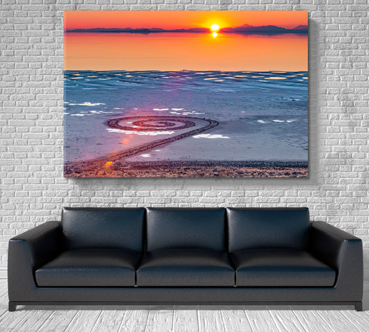 Spiral Jetty Giant Earthwork Sculpture Robert Smithson Great Salt Lake Scenery Landscape Fine Art Print Artesty 1 panel 24" x 16"