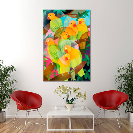 JUNGLE Colorful Landscape Exotic Tropical Fauna Abstract Vivid Fine Art Tropical, Exotic Art Print Artesty