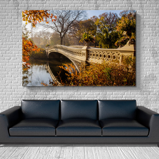 AUTUMN Bow Bridge Central Park New York City Famous Landmarks Artwork Print Artesty