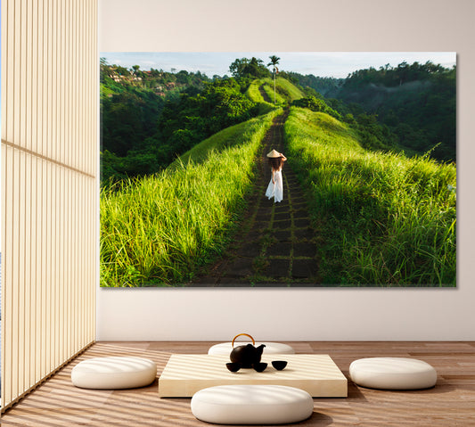 WAY OF ARTIST Beautiful Landscape Campuhan Ridge in Bali Ubud Nature Wall Canvas Print Artesty
