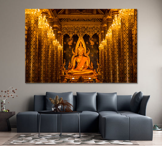 Golden Buddha Woramahawihan Temple Phitsanulok Thailand Religious Modern Art Artesty