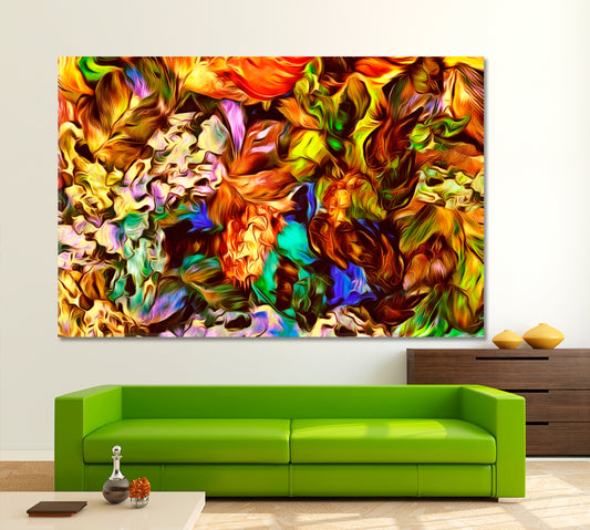 ORANGE FALL Colorful Abstract Floral Pattern Abstract Art Print Artesty 1 panel 24" x 16"