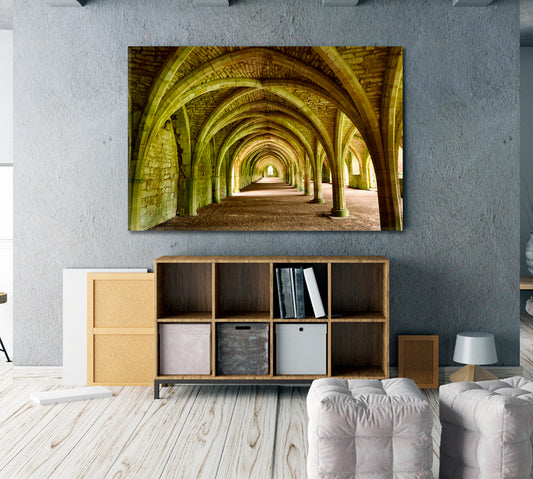 Abbey Cistercian Monastery Vaulted Stone Arch North Yorkshire UK Countries Canvas Print Artesty