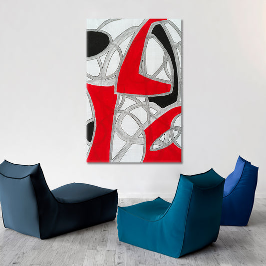 MODERN ABSTRACT EXPRESSIONISM RED BLACK GREY WHITE Abstract Art Print Artesty