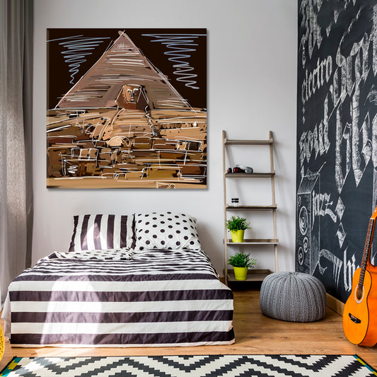 Modern Abstract Style Pyramids Sphinx Egypt Contemporary Art Artesty