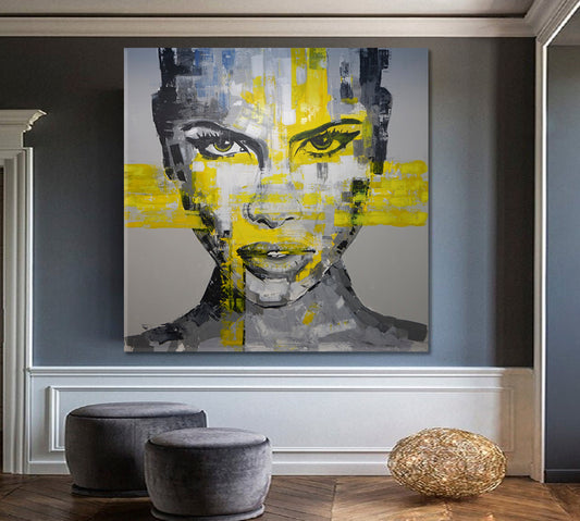 WOMAN Grunge Art Abstract Expressionism | Square Contemporary Art Artesty