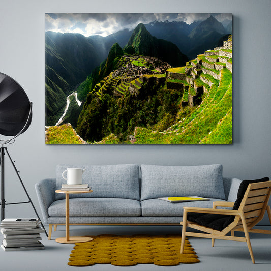 INCA Ancient City Famous Machu Picchu Peru Panorama Countries Canvas Print Artesty 1 panel 24" x 16"