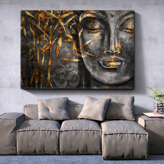 Buddha Om Aum Sacred Spiritual Incantation Religious Modern Art Artesty 1 panel 24" x 16"