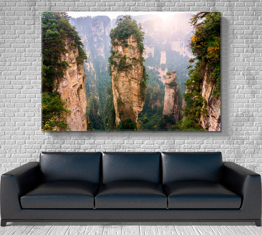 SHEER CLIFFS Mountains Zhangjiajie National Forest Park Nature Wall Canvas Print Artesty