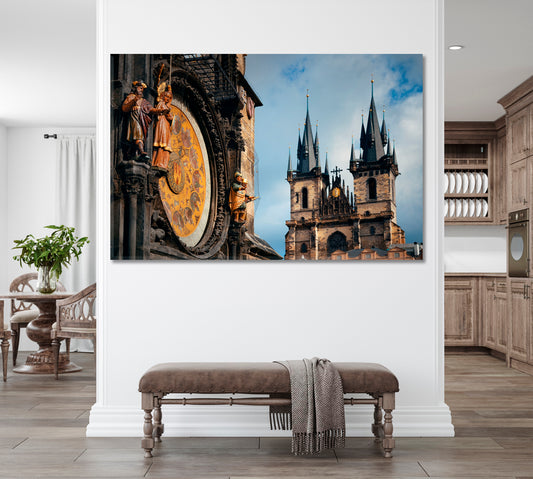 PRAGUE Astronomical Clock Old Town Square Czech Republic Canvas Print Cities Wall Art Artesty 1 panel 24" x 16"