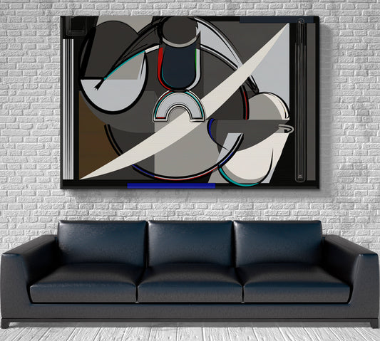 KANDINSKY WORLD Geometric Shapes Modern Pattern Gray Brown Abstract Art Print Artesty 1 panel 24" x 16"