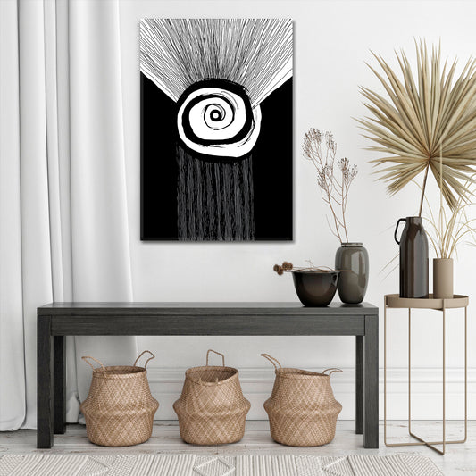 Simple Abstract Swirls Lines Black White Painting Abstract Art Print Artesty