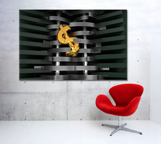 ABSTRACT Golden Dollar Sign Economy Finance Money Business Concept Wall Art Artesty