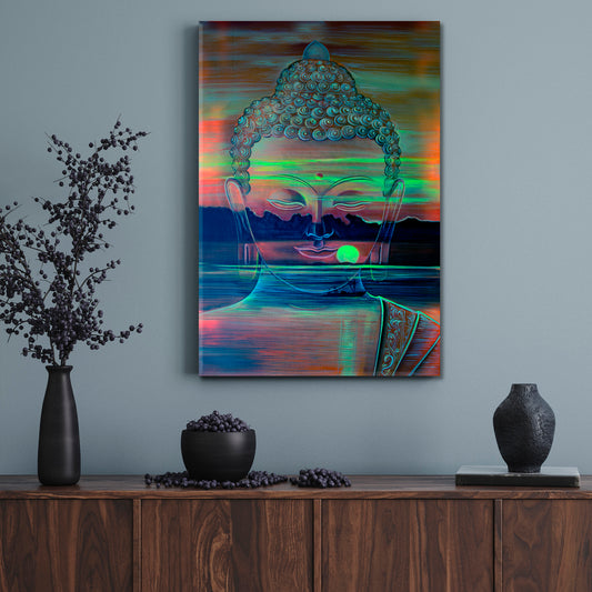 Buddha Face Meditation Beautiful Landscape Religious Modern Art Artesty