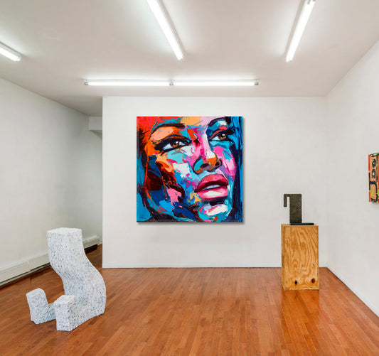 COLORFUL EMOTIONS Pretty Girl Portret Modern Art - Square Panel Contemporary Art Artesty