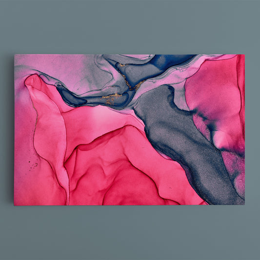 Abstract Fluid Marble Colorful Ink Colors Veins Fluid Art, Oriental Marbling Canvas Print Artesty