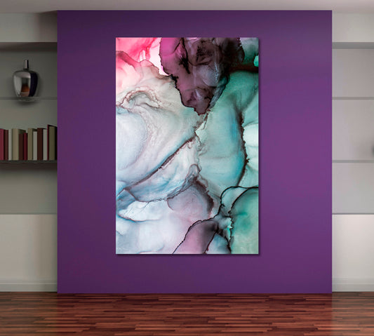 MAGIC ABSTRACT CLOUDS Ink Fluid Translucent Fluid Art, Oriental Marbling Canvas Print Artesty