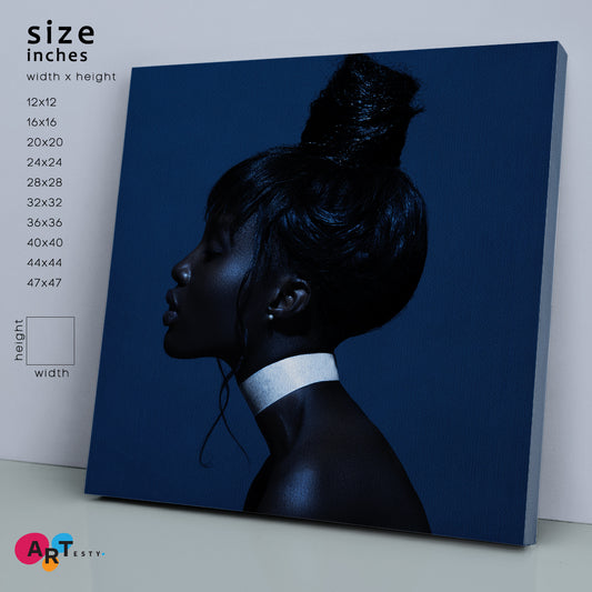 BLUE THOUGHTS Beautiful Black African Women Afrocentric Art - S People Portrait Wall Hangings Artesty 1 Panel 12"x12"