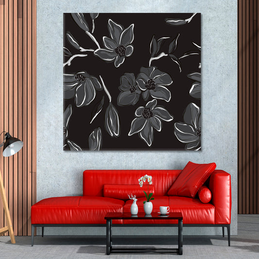 Black & White Floral Black and White Wall Art Print Artesty