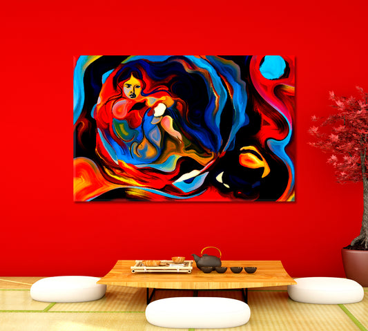 Colorful Human and Geometric Forms Collection Contemporary Art Artesty 1 panel 24" x 16"