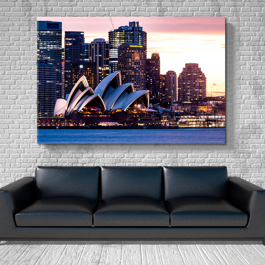 Australia Landmarks Sydney Opera House Skyline Cities Wall Art Artesty 1 panel 24" x 16"