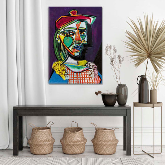 INSPIRED BY PABLO PICASSO Woman in Beret Abstract Cubism Cubist Trendy Large Art Print Artesty