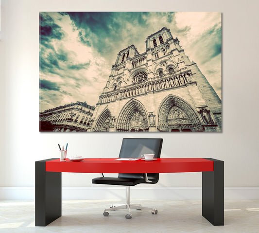 Notre Dame Cathedral in Paris France Artistic Vintage Style Cities Wall Art Artesty