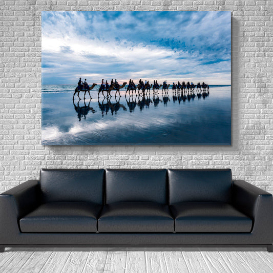 CARAVAN Camels on the Shore Cable Beach Australia Scenery Landscape Fine Art Print Artesty 1 panel 24" x 16"