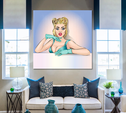 COMOC STYLE Pop Art Sexy Wife Girl Portrait Pop Art Canvas Print Artesty