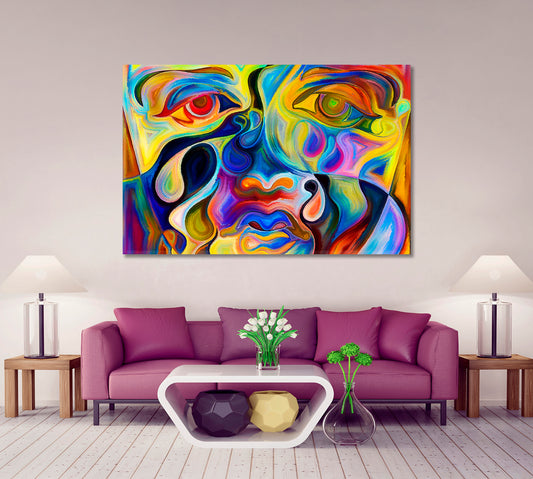 Colors Mood Face and Paint Abstract Design Abstract Art Print Artesty 1 panel 24" x 16"