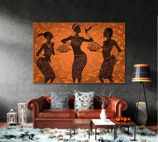 Beautiful African Black Woman Africa Ethnic Retro Vintage Art African Style Canvas Print Artesty 1 panel 24" x 16"